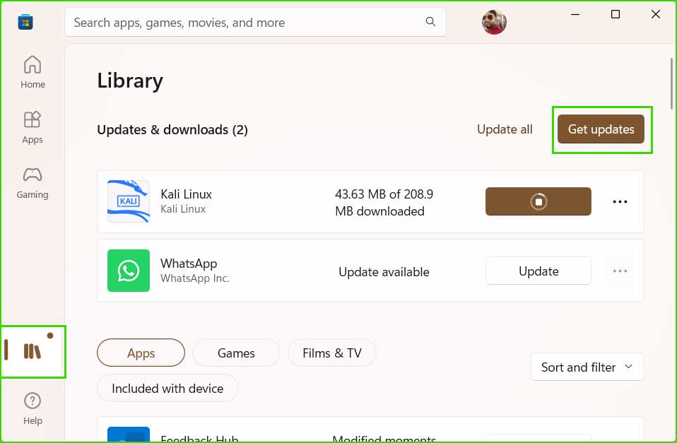 microsoft store update apps