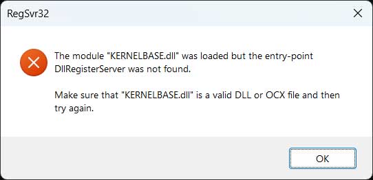 kernelbase.dll not loaded error