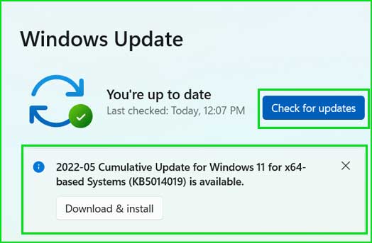 Windows update setting