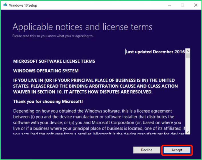 Windows 10/11 Installation License and Agreement.