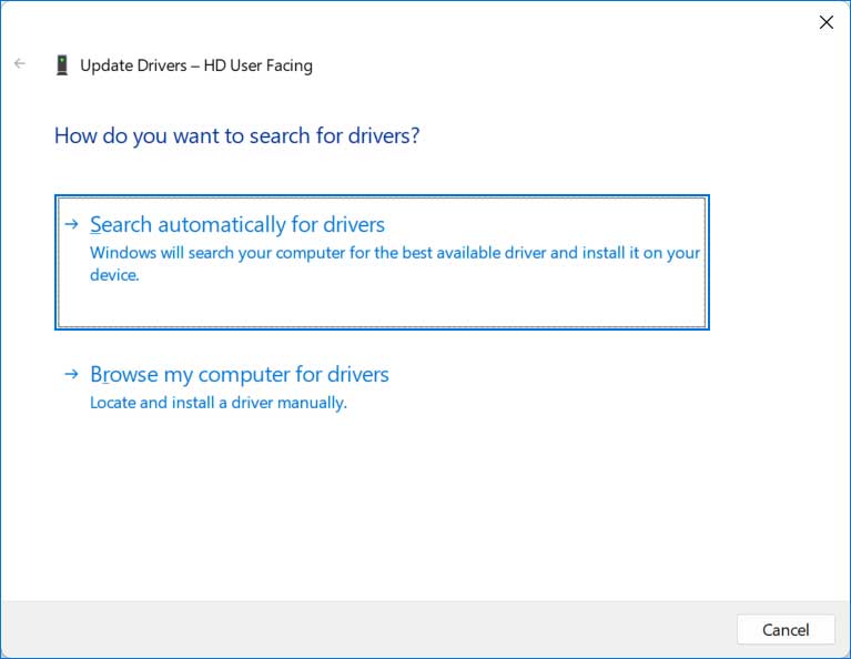 Search automatically for drivers.