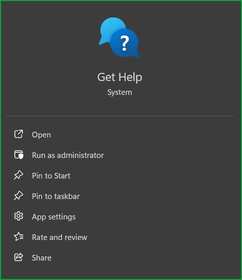 Open Get Help from the Start Menu