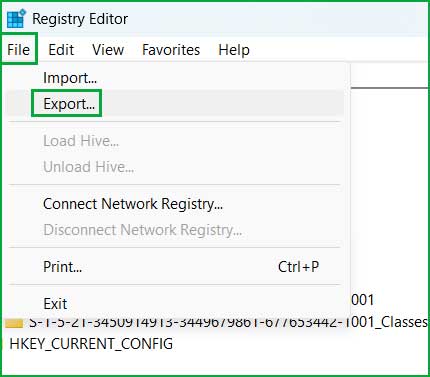 Exporting Registry File on Windows 11 and 10.